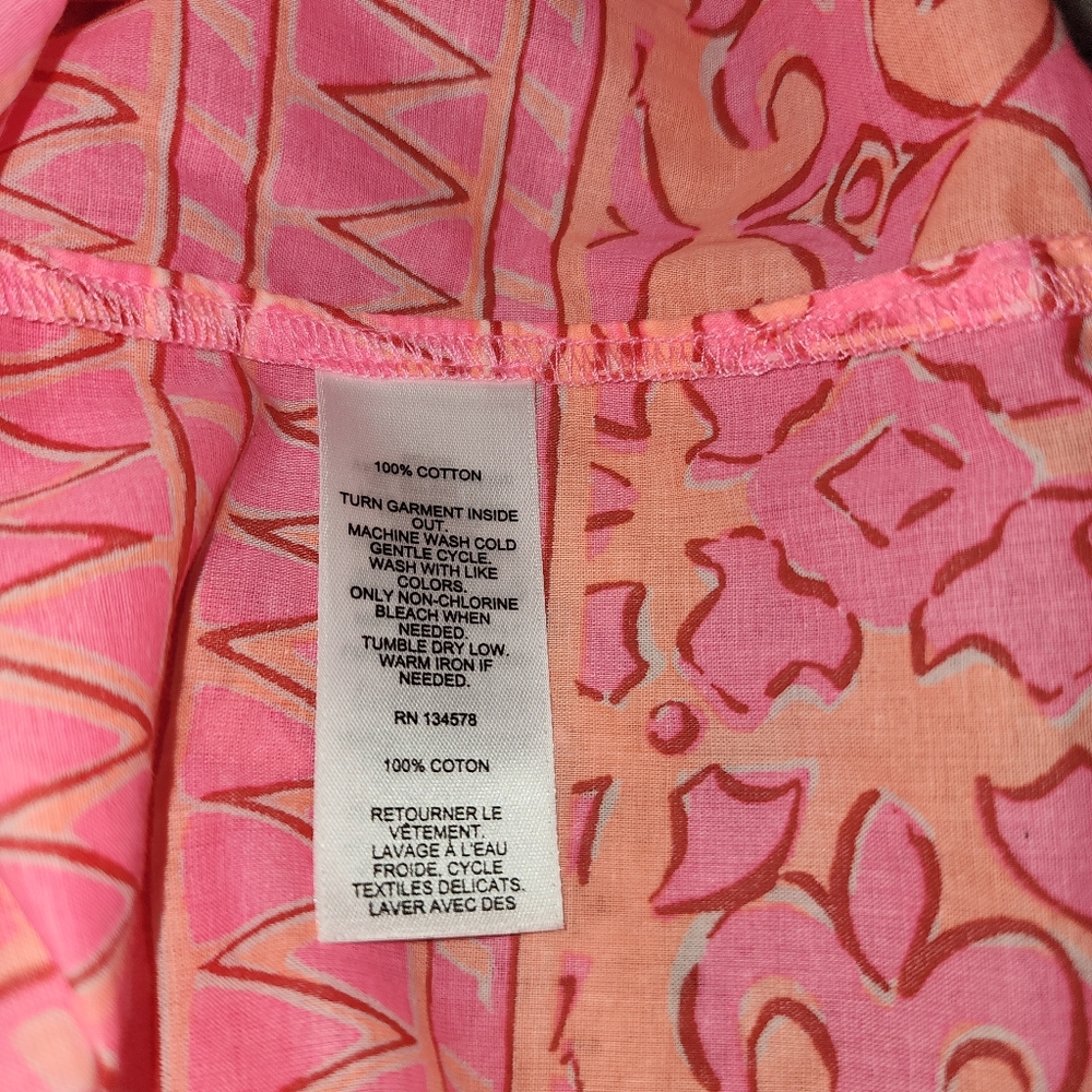 Vineyard Vines Tortola Scarf Print Pleated Top Vibrant Pink Size S - Picture 4 of 4